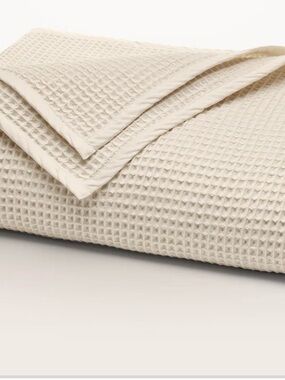 Boll & Branch 100% cotton waffle King size blanket in NEUTRAL